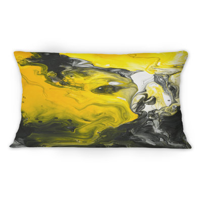Coussin jaune jaune, noir, blanc et liquide III