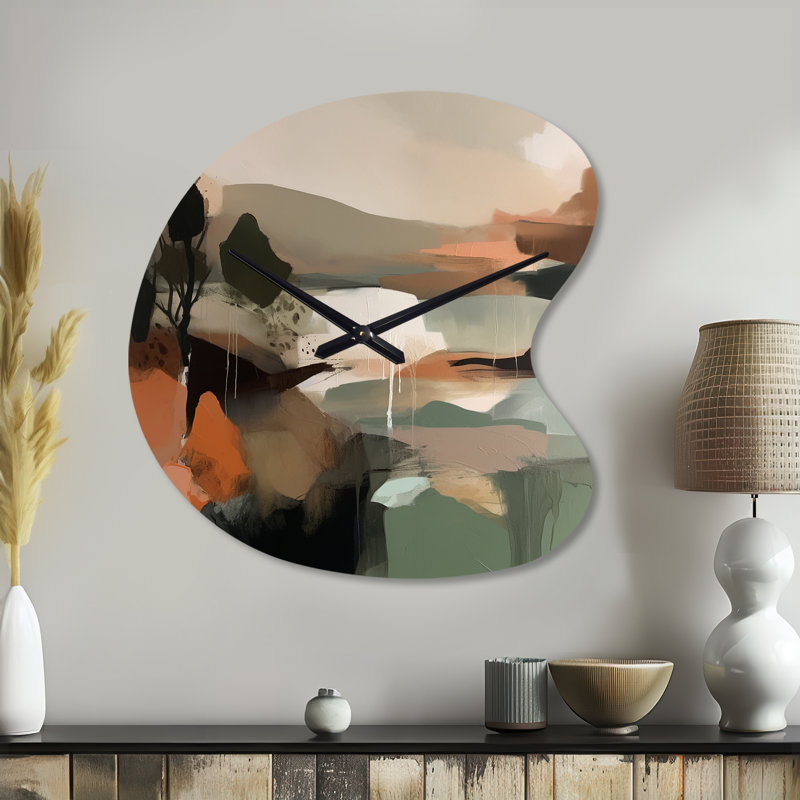 Grande horloge murale verte verte et beige Transcendant Reality I, Petit