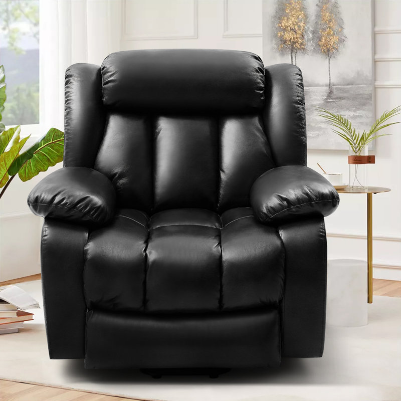 Dual Motor Large Power Lift Recliner with Massage and Heat,USB, Black Leather Match