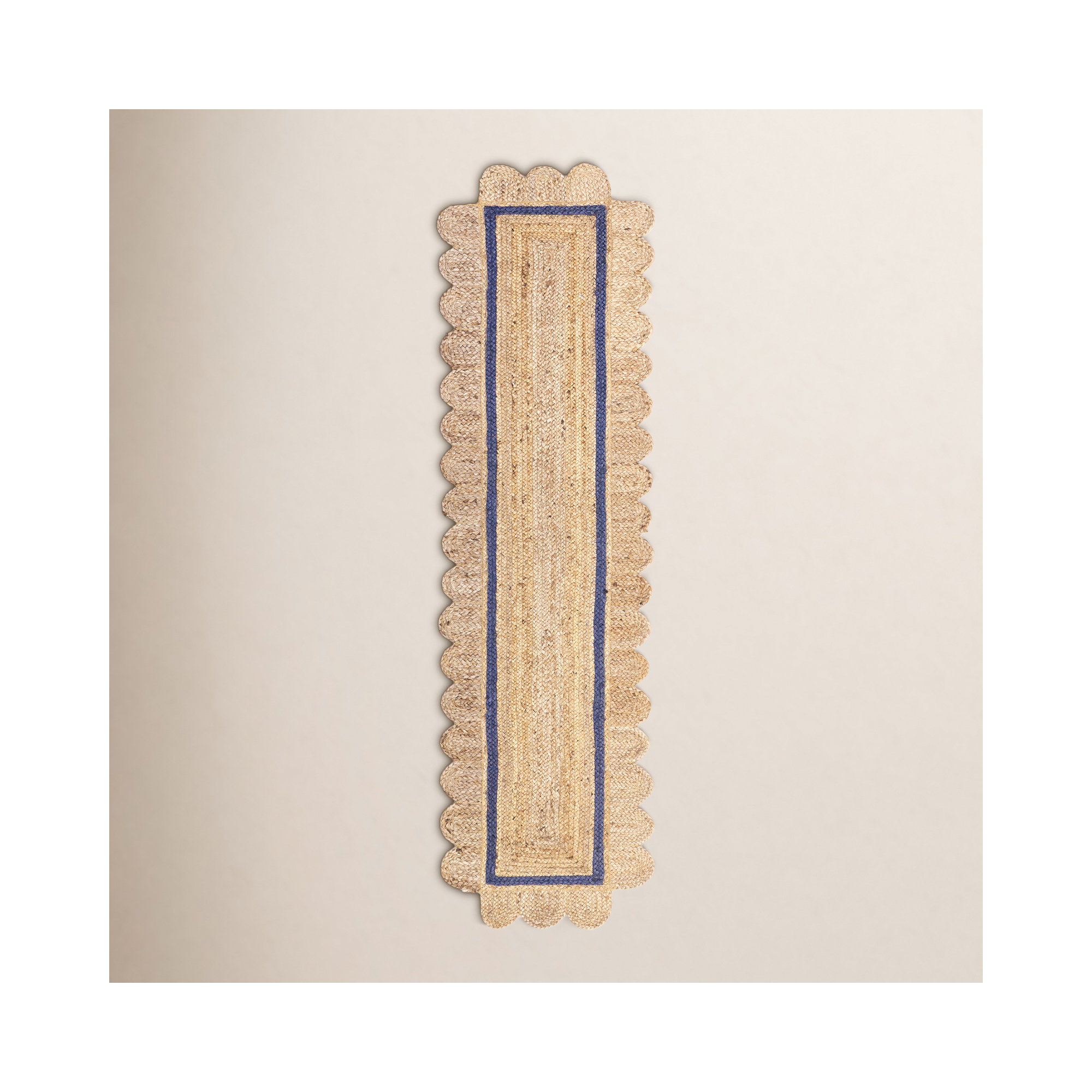 Damask Petals Braided Jute Area Rug, Runner 2' x 8'