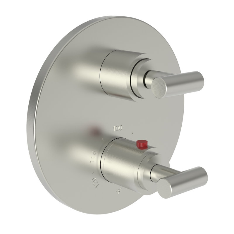 Pavani 1/2" Round Thermostatic Trim Plate With Handle, Satin Nickel (PVD)