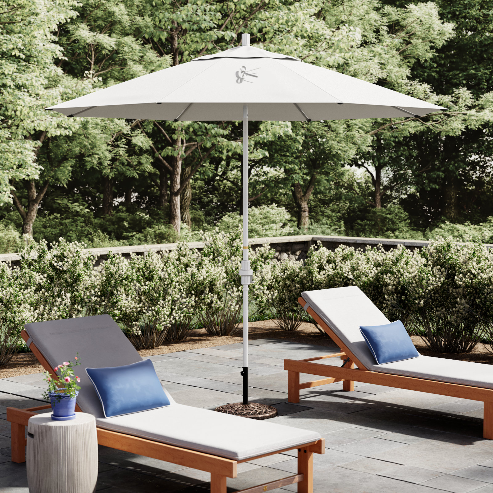 Calline 108'' Outdoor Umbrella, White - Olefin