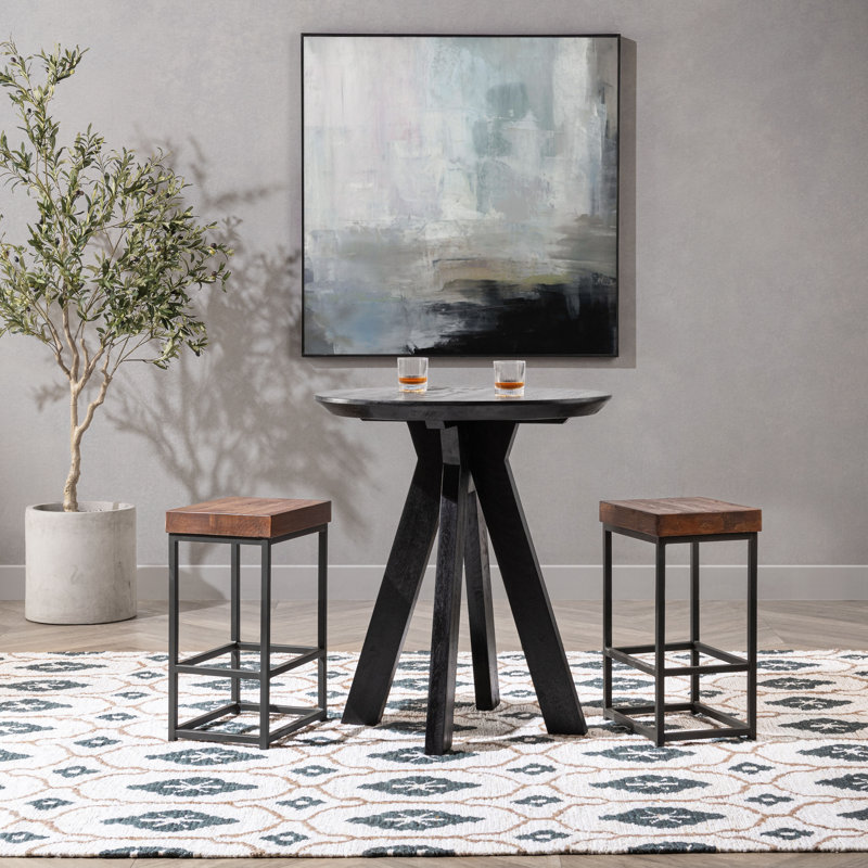 Furley 32" Round Counter Height Dining Table, 36", Black