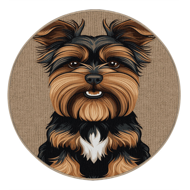  Tapis lavable pour chiens Griffon de Bruxelles, Rond 6 pi
