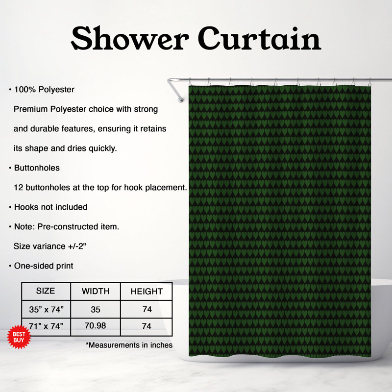 Rideau de douche Snug - Premium, Vert foncé, H 74 po x l 71 po