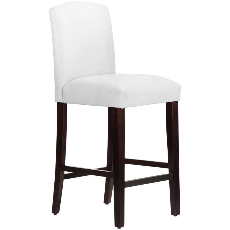 Tabouret de bar et de comptoir April, Tabouret de bar (siège d'une hauteur de 31 po), Velours blanc classique, Espresso