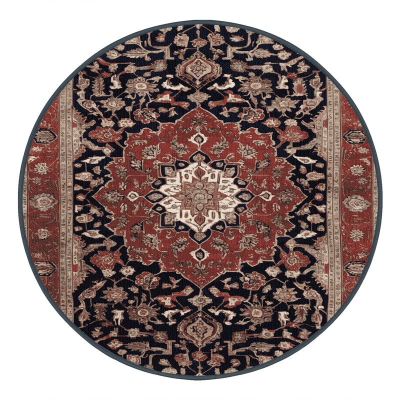 Tapis brun lavable à la machine, Rond 4 pi