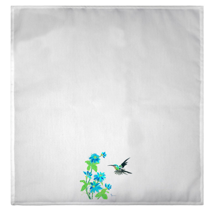 Garden Blue Flower and Hummingbird Guest Towel