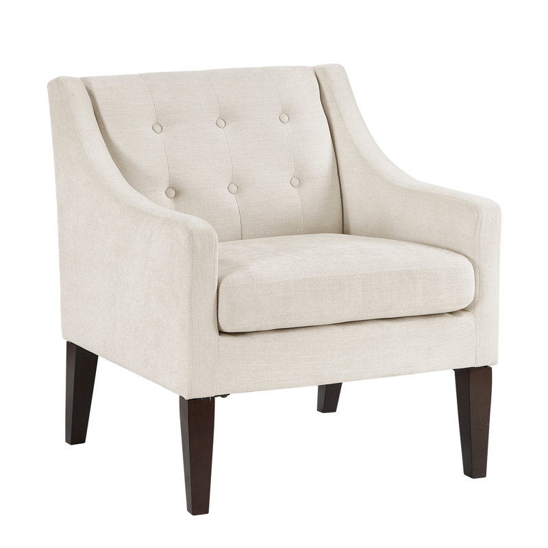 Chaise beige contemporaine avec structure en contreplaqué et tissu de revêtement texturé, Beige