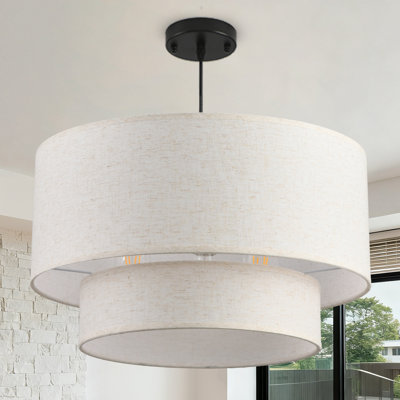 3-Light Dimmable Tiered Drum Chandelier