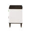 Table de chevet 2 tiroirs blanche et brune avec port USB