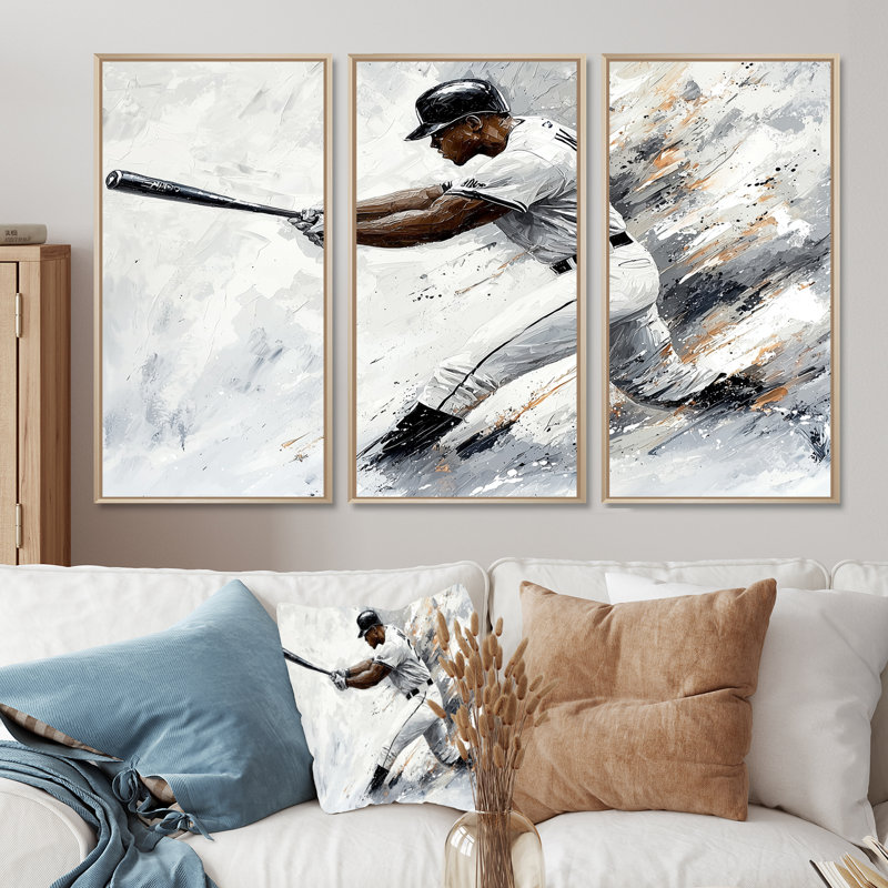 Baseball Player Action II - Sport Baseball, ensemble de reproductions d'art mural, H 28 po x l 36 po, Naturel