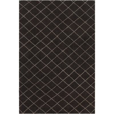 Gaia Hand Knotted Wool Geometric Area Rug in Brown/White