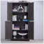 Buffet durable en panneau de fibres à densité moyenne avec 4 portes miroir en acrylique, tablettes réglables pour un rangement polyvalent et une organisation élégante