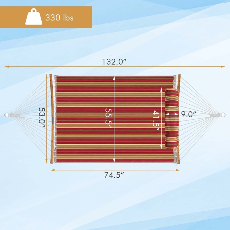 Hamac double avec support Bartholomew, Rouge / Beige