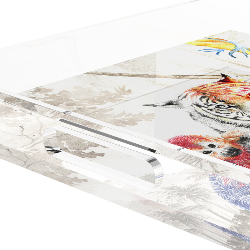 Arcadia Tiger Acrylic Square Decorative Tray, 18"W x 18"D x 2"H