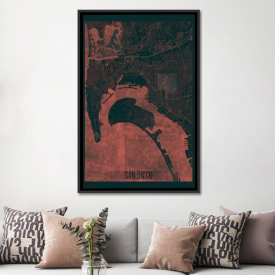 «San Diego Infrared Urban Blueprint Map» par Hubert Roguski - estampe numérique sur toile tendue avec châssis