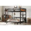Lit superposé double au-dessus de double / lit mezzanine en métal et lits plateforme en métal, avec clôture de sécurité surélevée, couleur bois rétro-1853861301-1853861302
