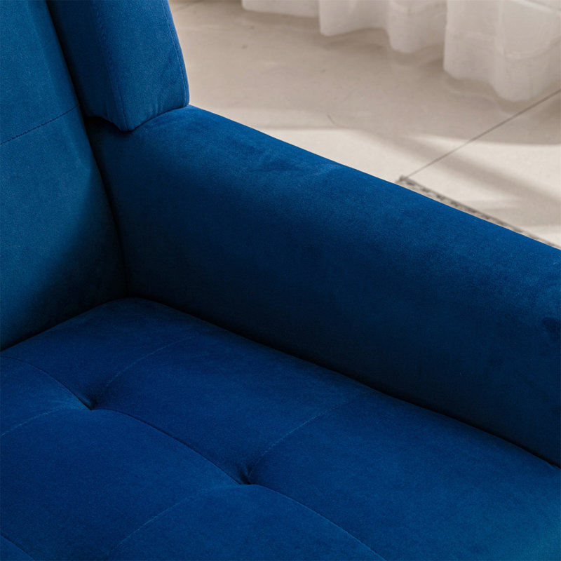 Fauteuil d'appoint Bolanle, Velours bleu royal