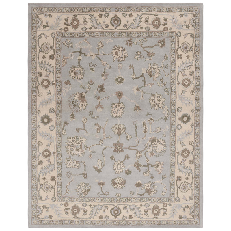 Newfields Oriental Hand-Tufted Wool Beige/Grey Area Rug, Rectangle 9'6" x 13'6"