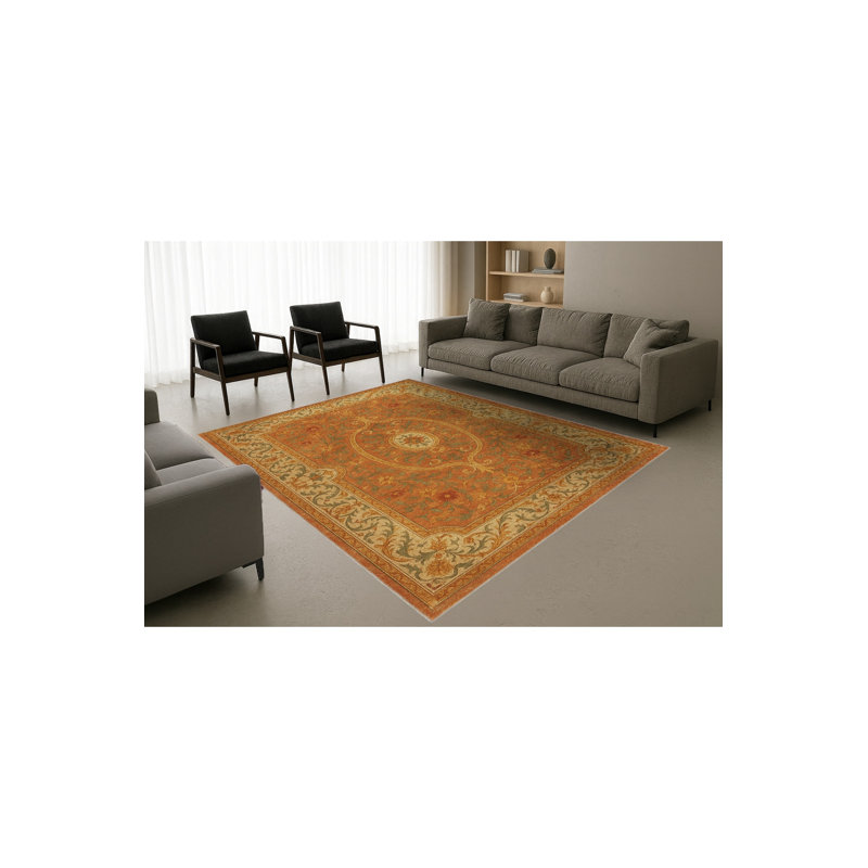 Tapis tissé orange traditionnel Mosso, 3'3" x 6'7"