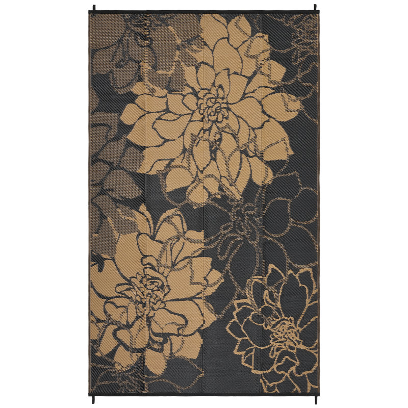 Waterproof Plastic Rug Reversible Outdoor Rug, Weather Resistant Outside Carpet, Portable RV Camping Mat with Carry Bag & Stakes for Patio Porch Garden Yard