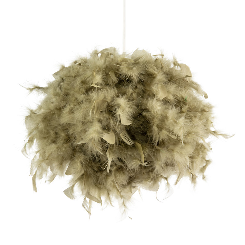 Feather Globe Pendant Shade ( Screw On ) in Green, 20cm H x 25cm W x 25cm D