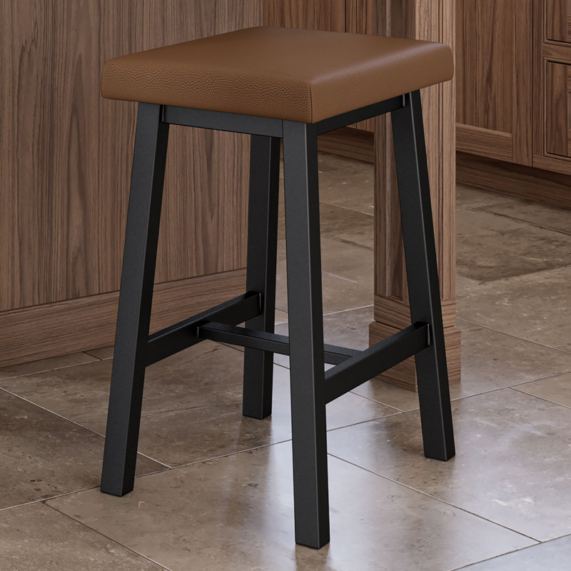 Tabouret de bar et de comptoir en simili cuir Aulika, Tabouret de comptoir (hauteur d'assise 26,4 po), Brun