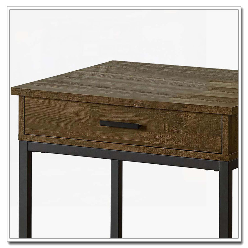 Table de bout carrée brun chêne et sable noir
