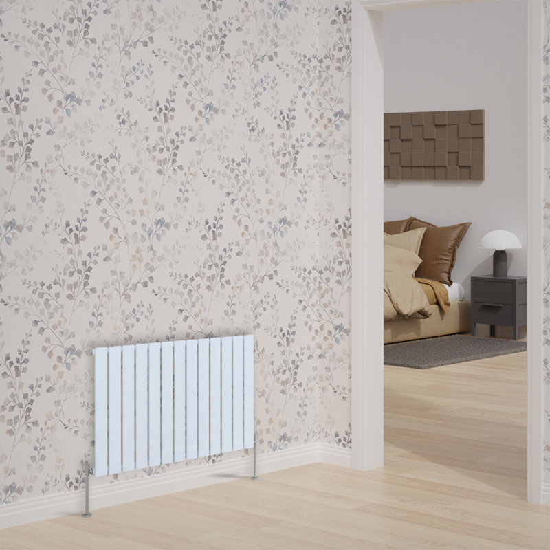 Adah Horizontal Single Flat Panel Radiator, White, 600mm H x 884mm W x 52mm D, 1