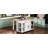 47 Inch Kitchen Island With Extendable Dining Table, Rubber Wood Veneer Kitchen Table With Internal Storage Rack, Power Outlet, Kitchen Island With Storage 2 Drawers 2 Cabinet,White-1348305475
