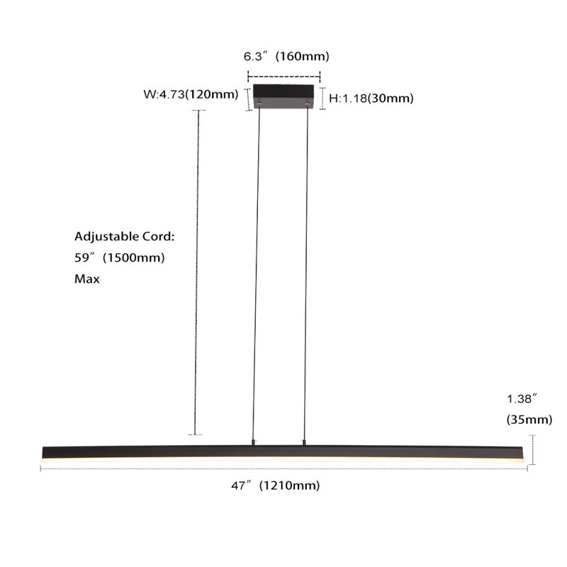  Berthelot Minensen 1 - Light Kitchen Island Linear LED Pendant Light, Matte Black