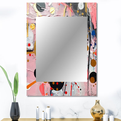 Pink and Grey Geometric II - Pink Modern Wall Mirror