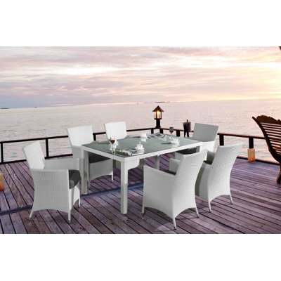 6 - Person Wicker Patio Dining Set with Rectangular Table