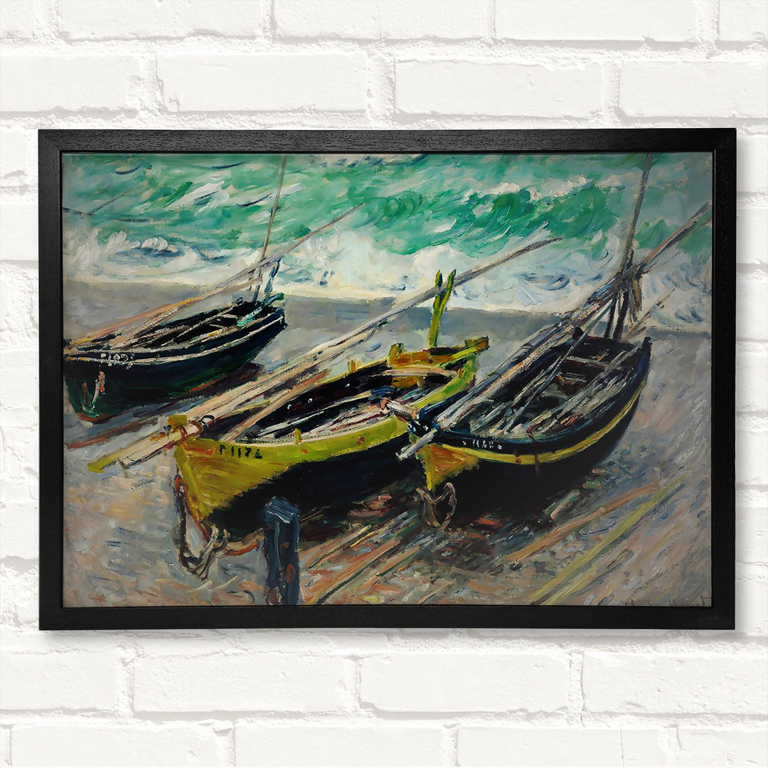 Gerahmtes Wandbild Drei Fischerboote von Monet