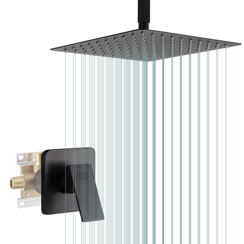 Robinet de douche avec valve brute, Noir mat