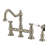 Kingston Brass Bel-Air Two-Handle 4-Hole Deck Mount Bridge Kitchen Faucet With Brass Side Sprayer-110550703