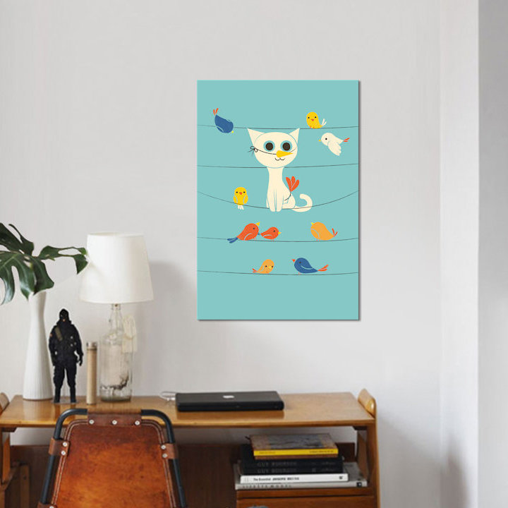 Impression d'oiseaux sur toile, H 18 po x l 12 po x P 1,5 po, Toile tendue, Pas de tapis