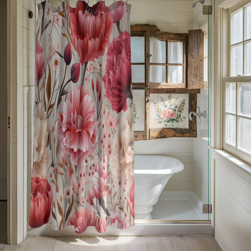 Carnation Elegance - Premium Shower Curtain, 74"H x 71"W