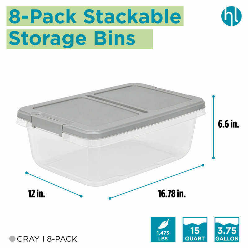 15 Qt Latched Storage Container 8-Pack