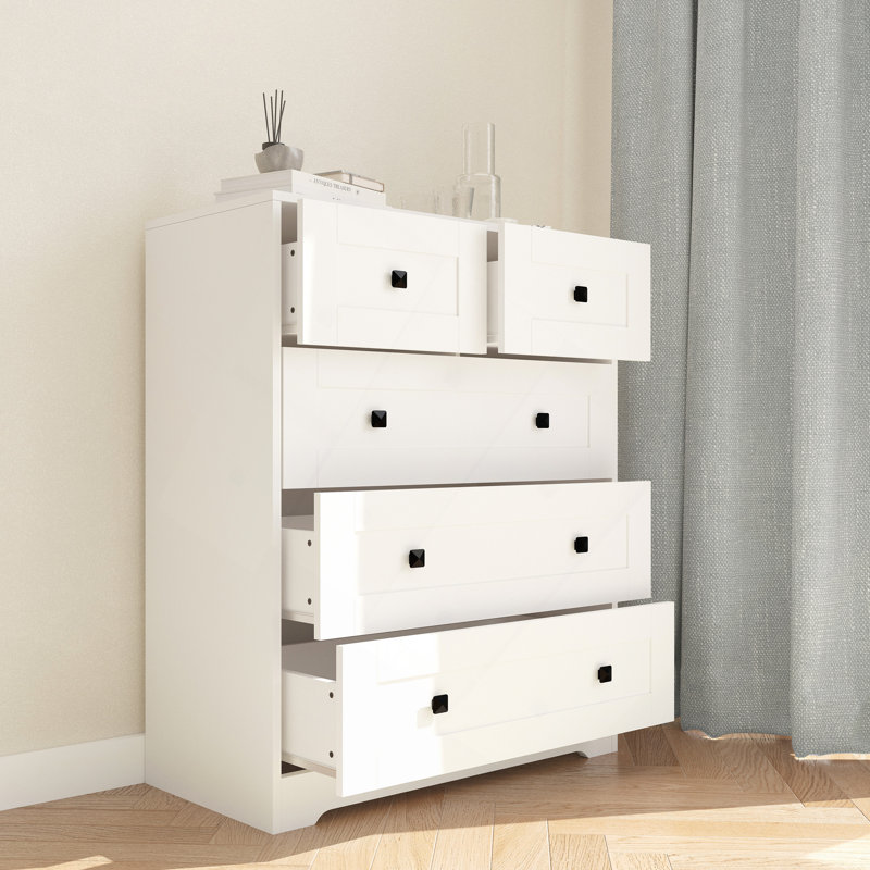 Commode à tiroirs, commode à 5 tiroirs, porte de ferme blanche