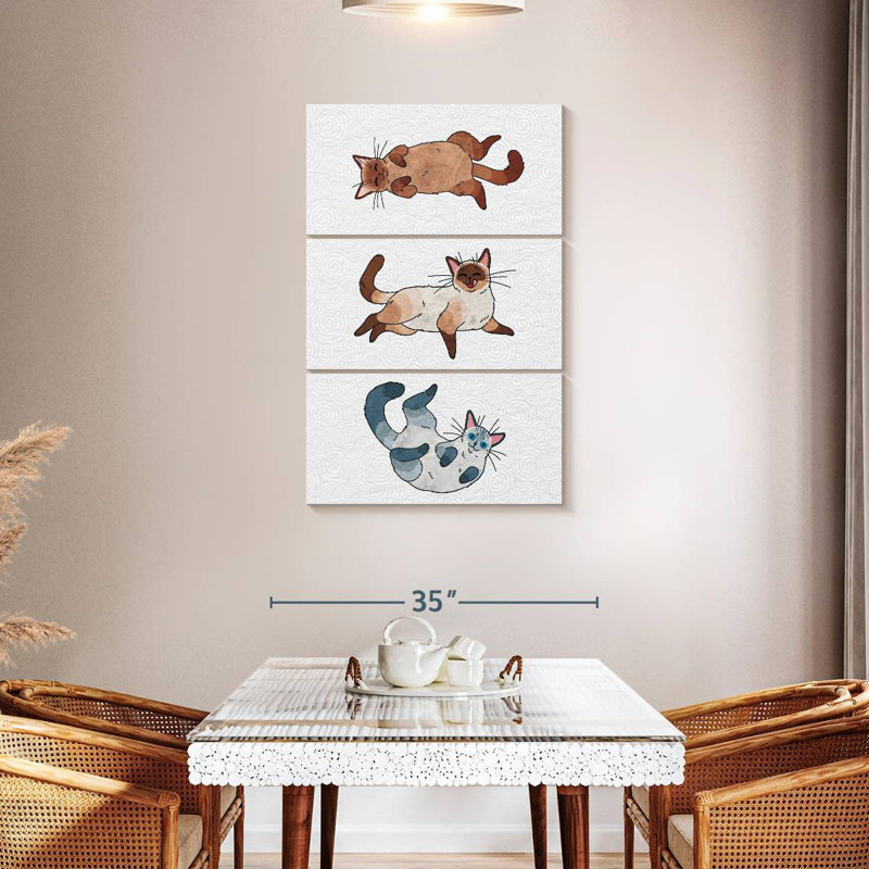 Trio de chats japonais Brampt, H 45 po x l 28 po