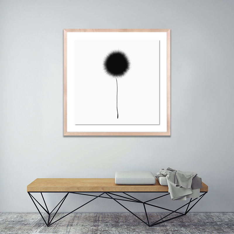 Black Dandelion Print by Aga Siguni Ciszewska, 24" H x 24" W x 1.5" D, Natural