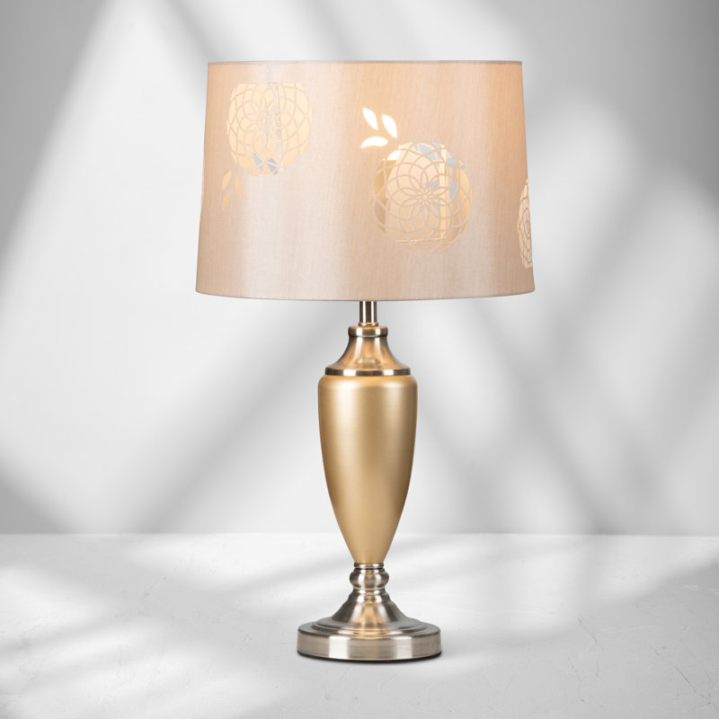 Lacy Bloom 53cm Stencil Metal Table Lamp, Champagne/Silver, Cream