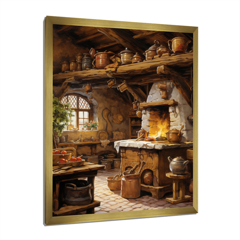 «Food Rustic Kitchen I - Coffee», impression sur toile, art mural, H 20 po x l 12 po x P 1 po, Cadre doré simple