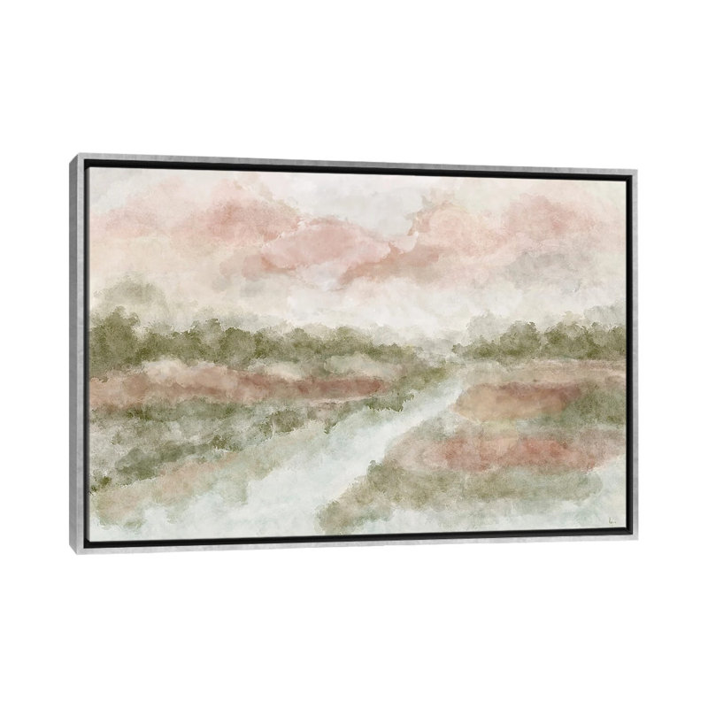 Peaceful Waters, Silver Floater Framed Canvas, 26" H x 40" W x 1.5" D, No Mat