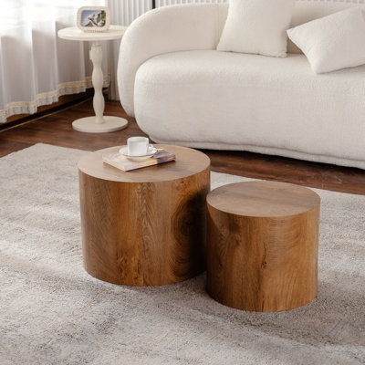 Ensemble de 2 tables basses rondes en bois pour table basse