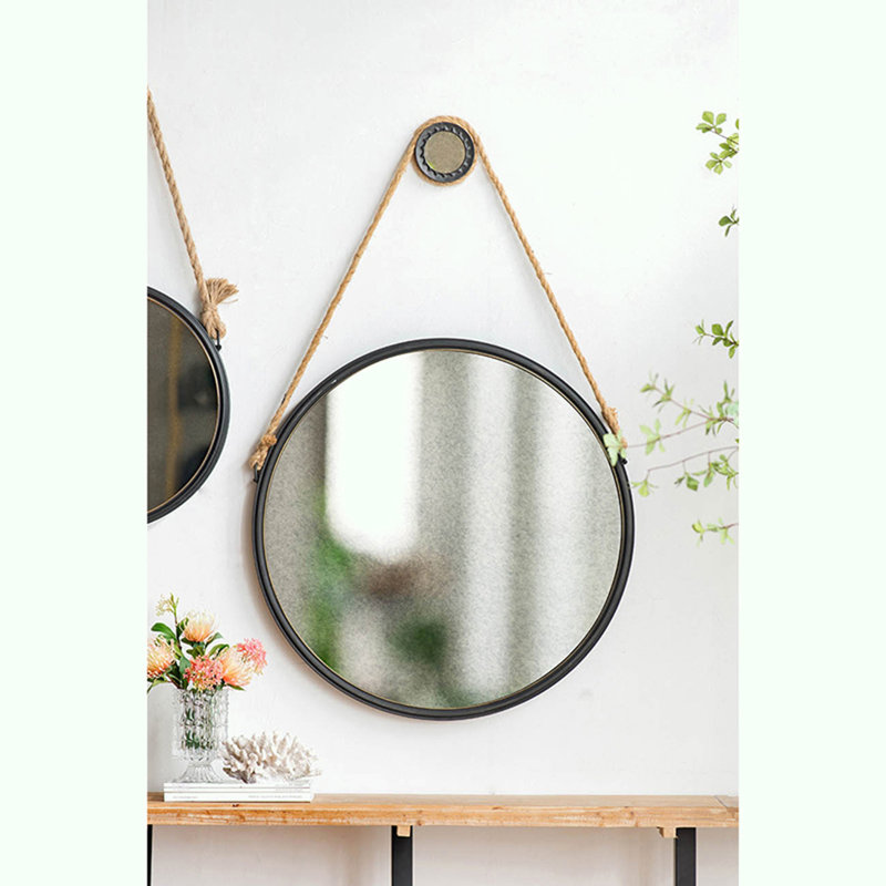 29.5" Round Mirror with Black Framed