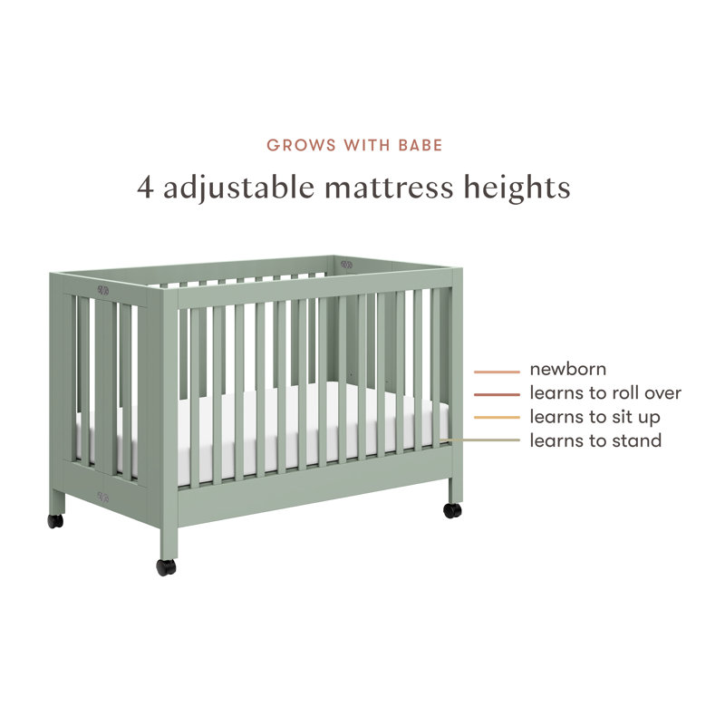 Maki 2-in-1 Convertible Portable Crib, Green
