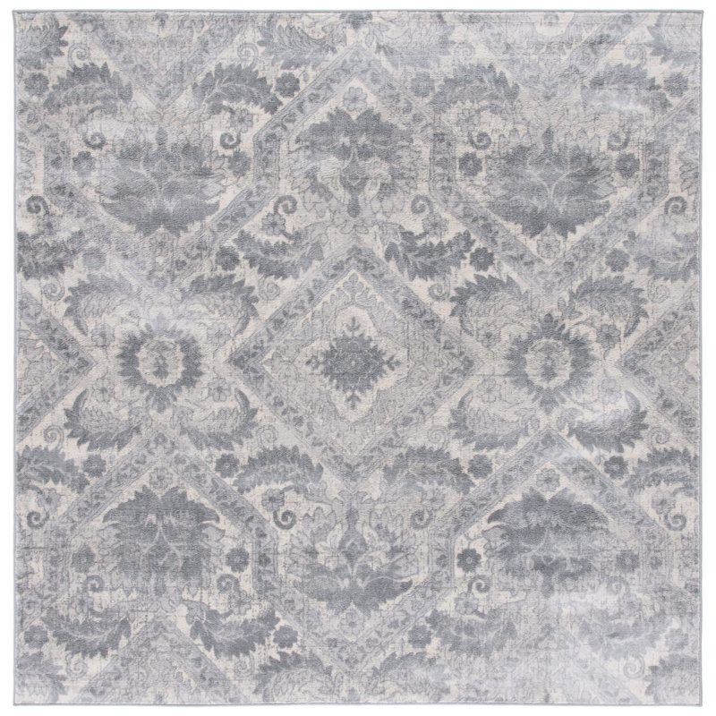 Claudean Performance Damask Rug, Square 6'7"